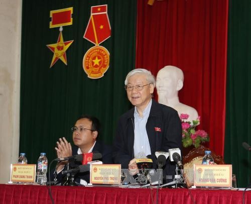Tổng Bí thư Nguyễn Phú Trọng tiếp xúc cử tri huyện Đông Anh, Hà Nội - ảnh 1